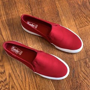 Keds Double Decker Red Canvas Slip-Ons
